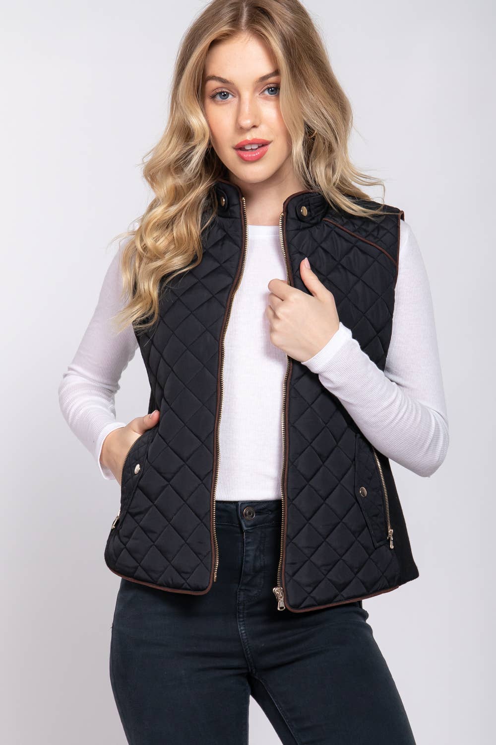 Vest- Quilted Suede Trim