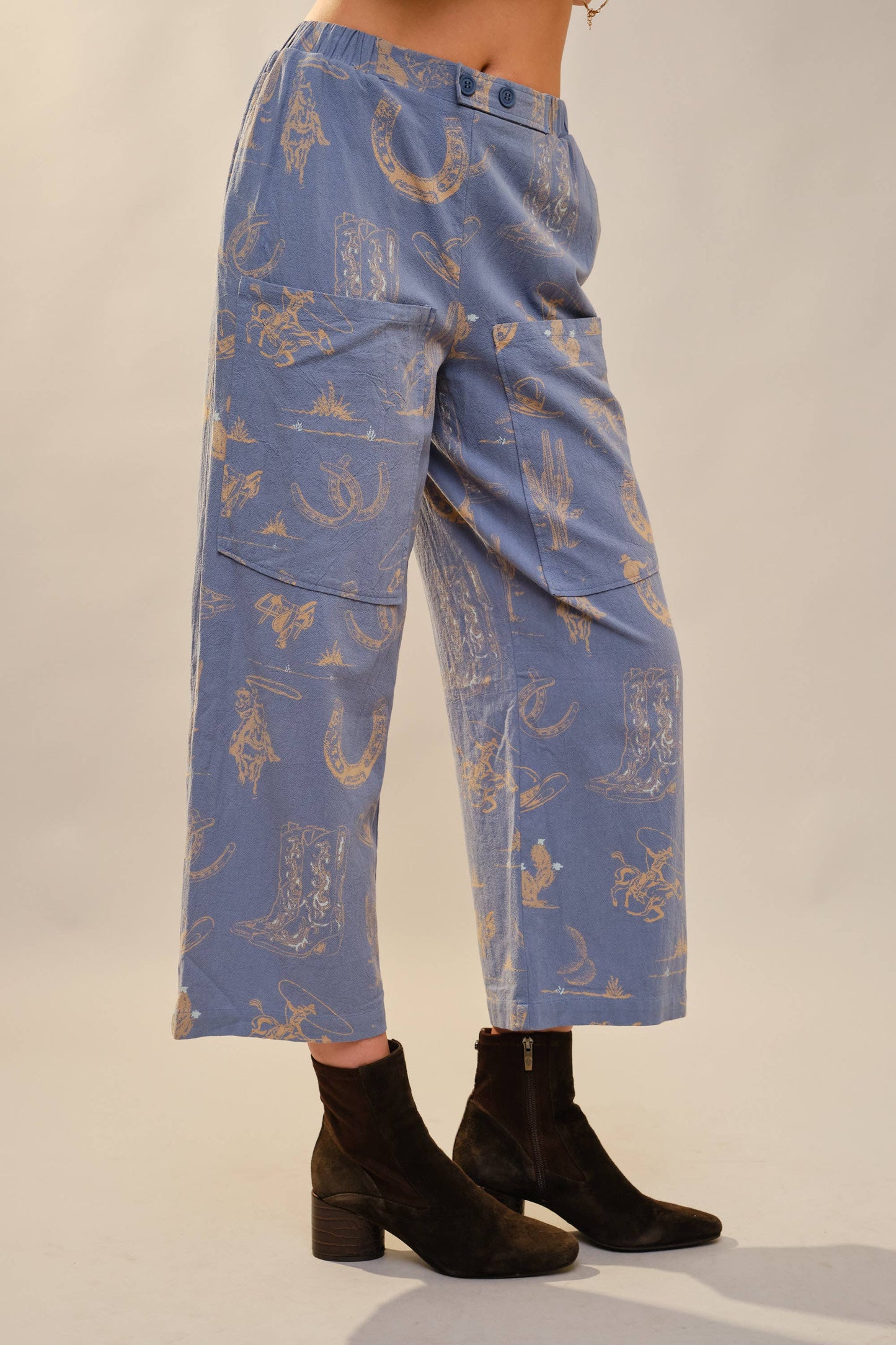 Pant- Western Motif Wide Leg