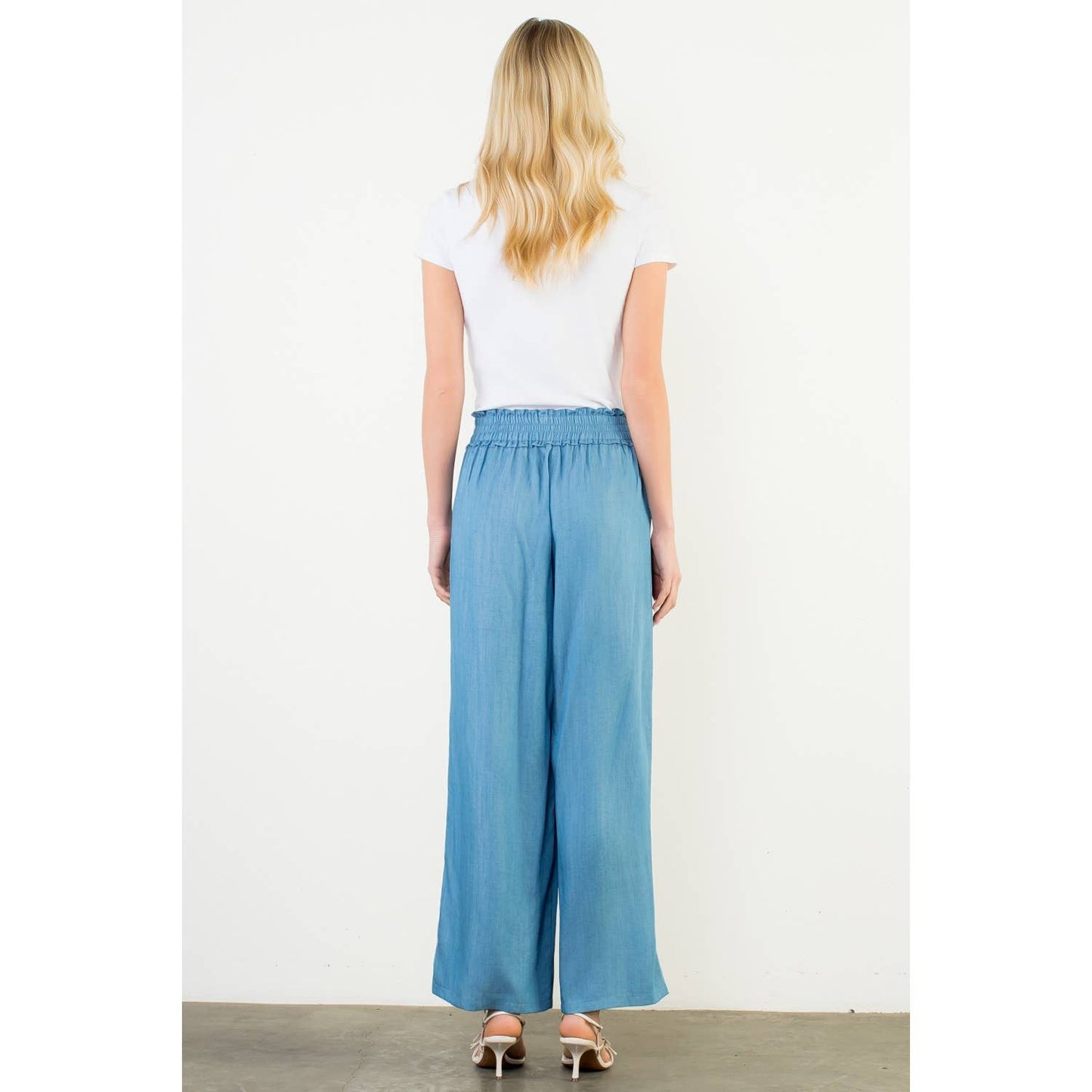 Pants - Elastic Waist Drawstring Chambray