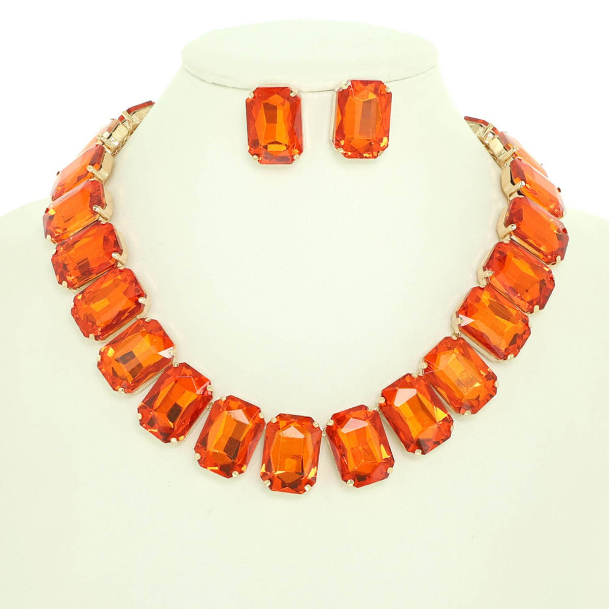 Necklace Set - Crystal Cut Collar with Matching Earring