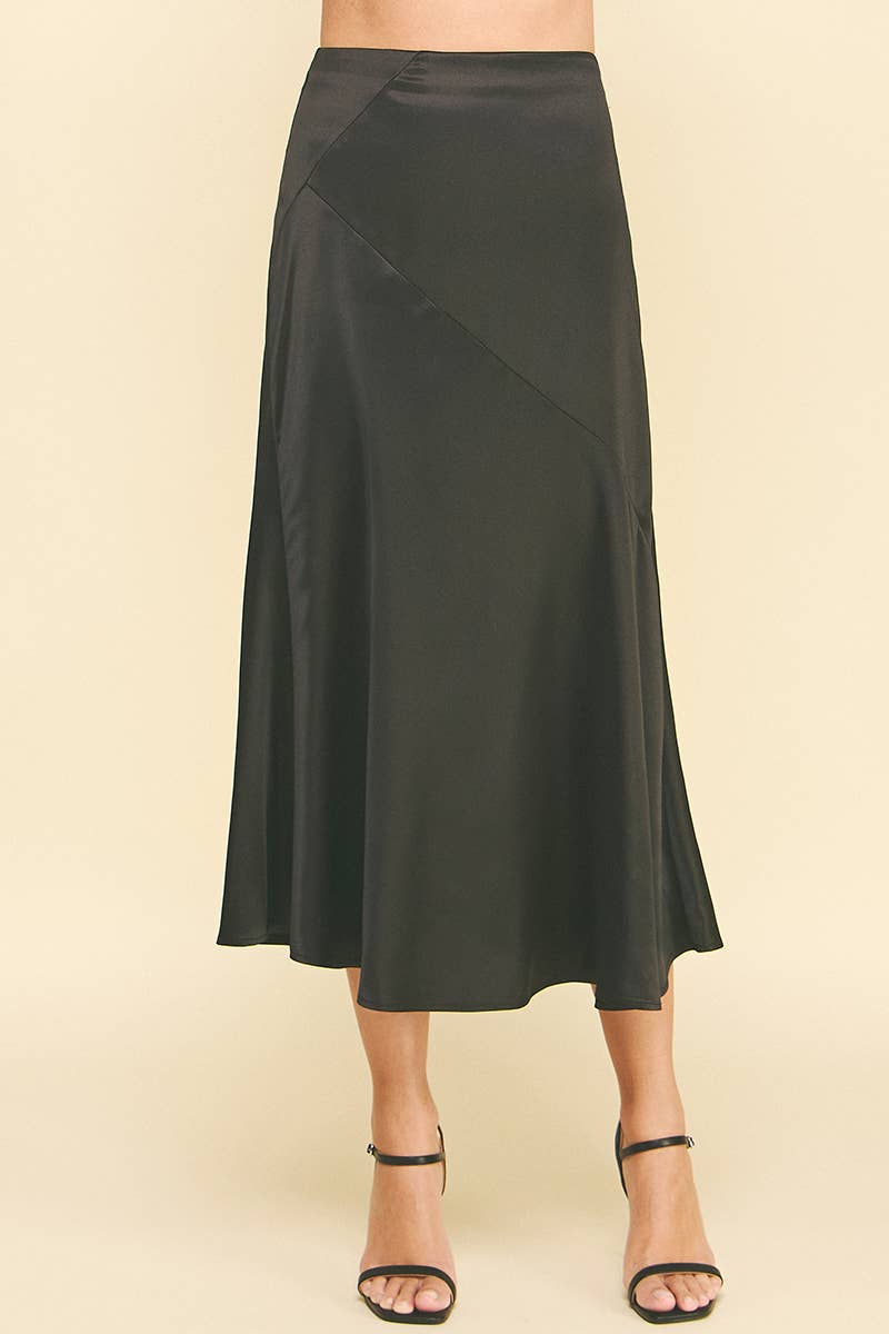 Skirt- MIDI Black Silk