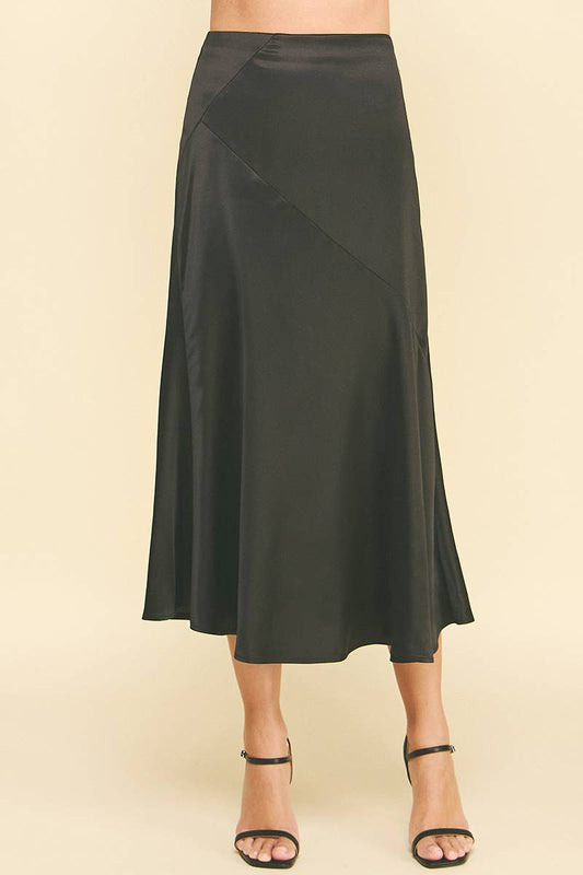 Skirt- MIDI Black Silk