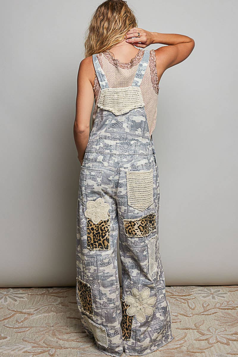 Overall - Crochet Contrast Patch Detail Chest Pocket Woven