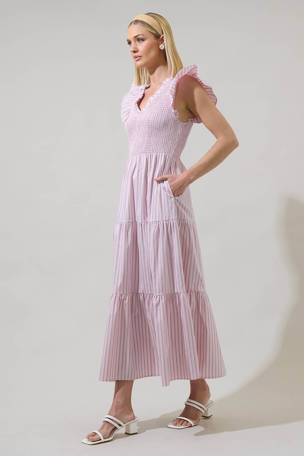Dress - Lula Striped Sunfire Tiered Midi