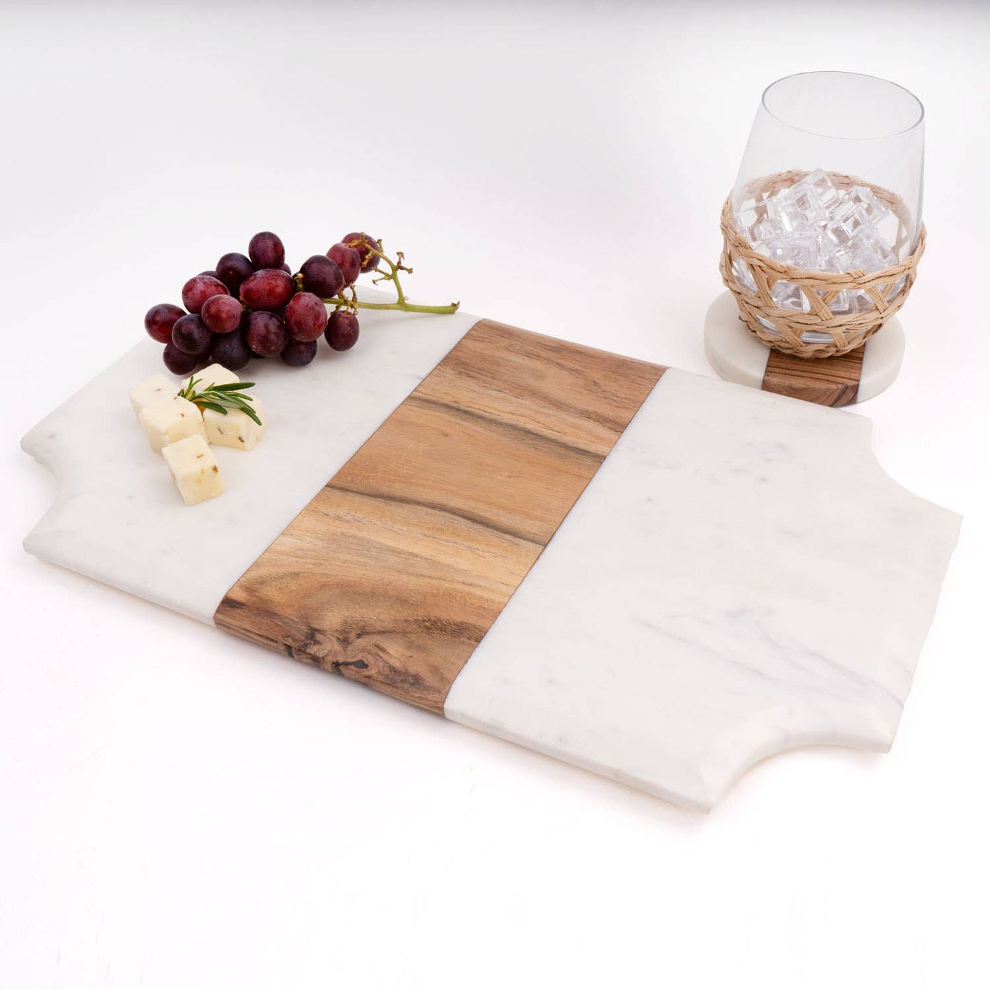 Coaster Set - Marble & Wood Round