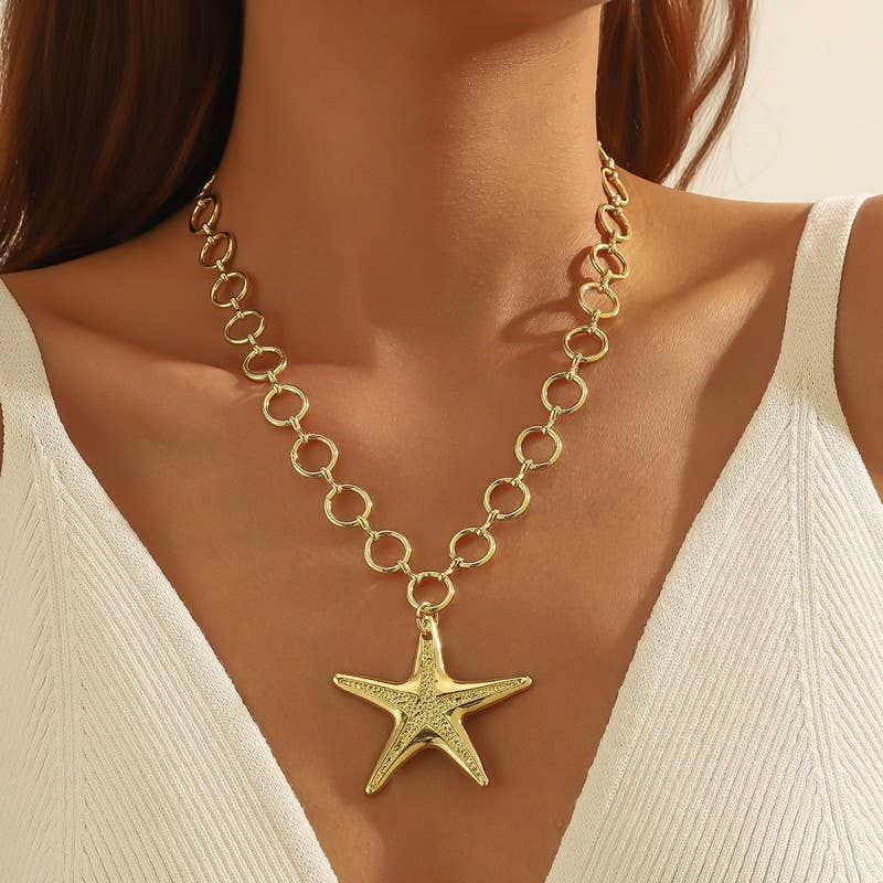 Necklace- PUFFY STAR CHUNKY CHAIN STATEMENT