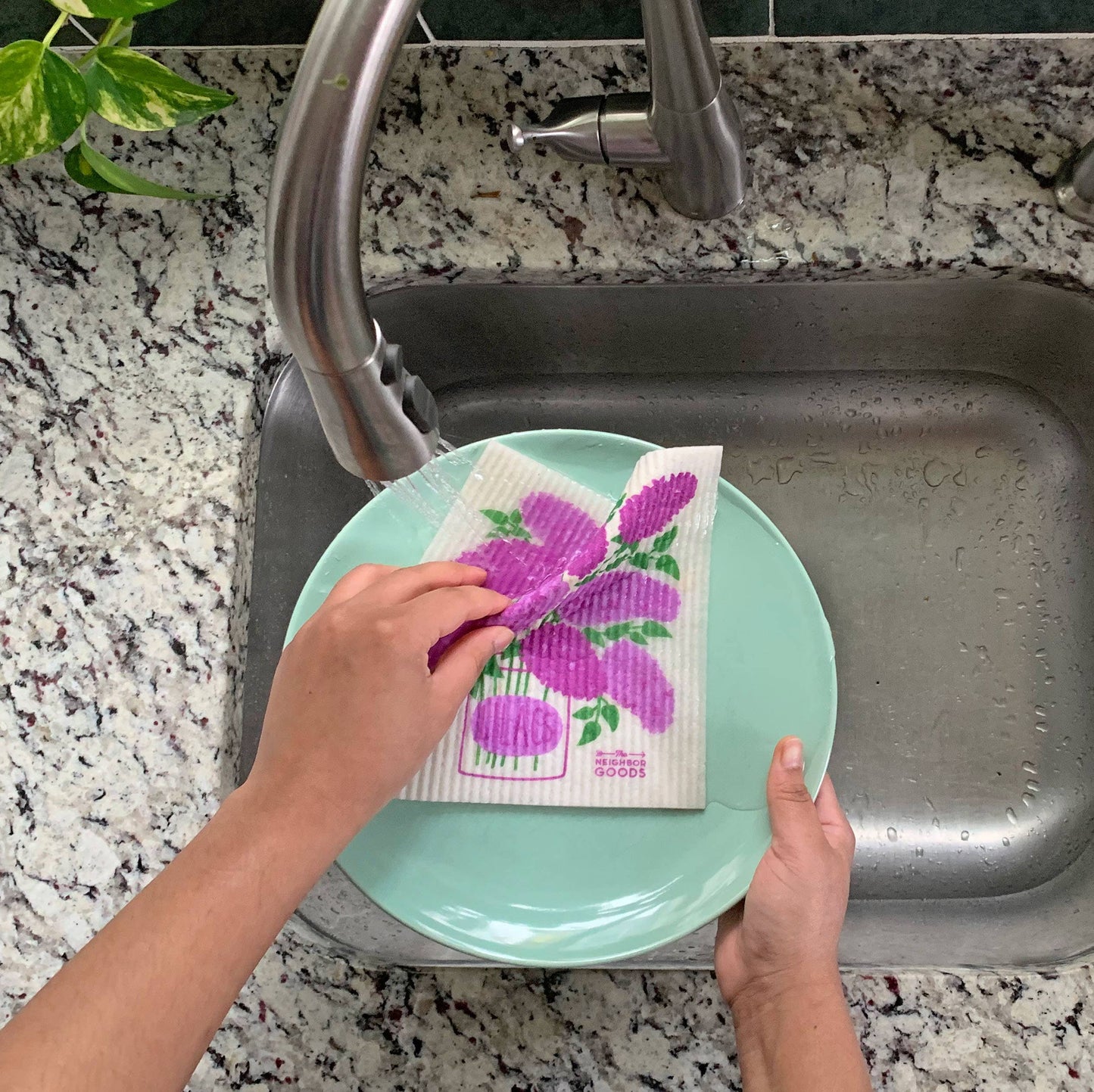 Tea Towel + Sponge Cloth Set - Lilac