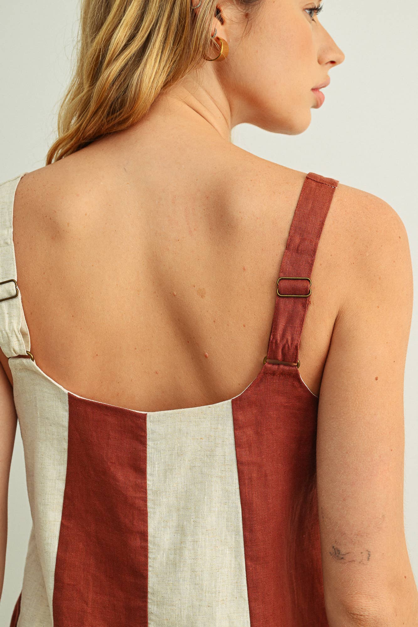 Dress- Color Block Linen Mini