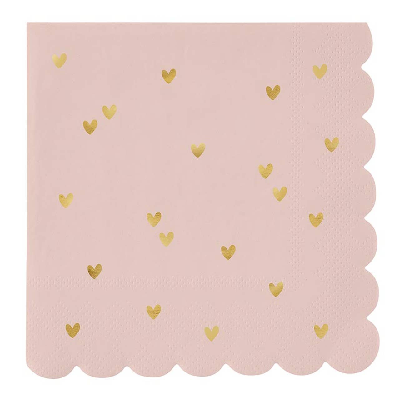 Napkins- Scalloped Gold Foil Hearts