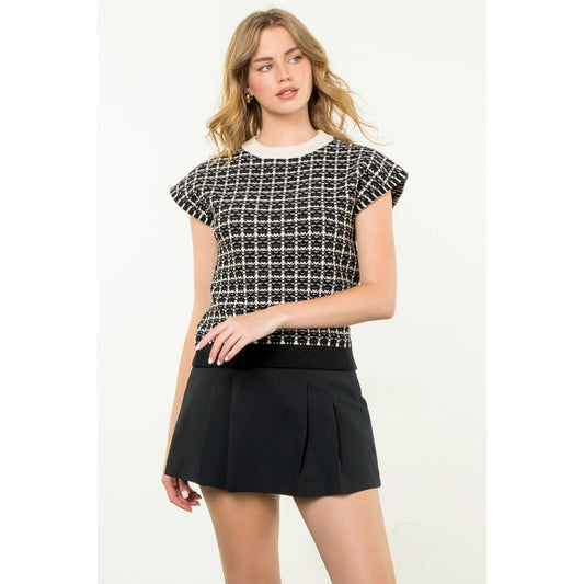 Sweater- Black and White Plaid