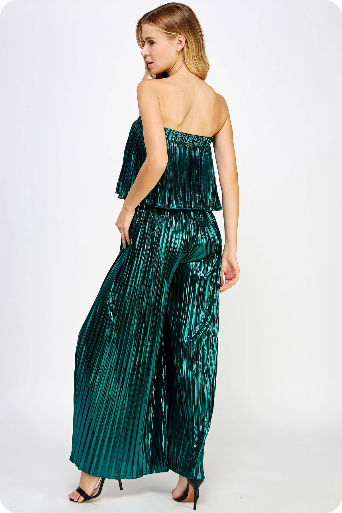Jumpsuit - Pleated Metallic Tube