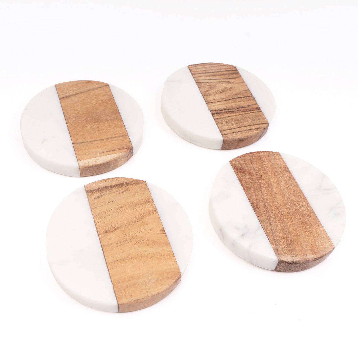 Coaster Set - Marble & Wood Round